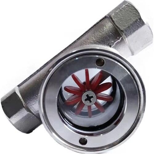 1PC Impeller Flow Indicator 304 Stainless Steel 2" BSP Female Eccentric Type Window Sight Flow Indicator With Impeller 2.5 Mpa