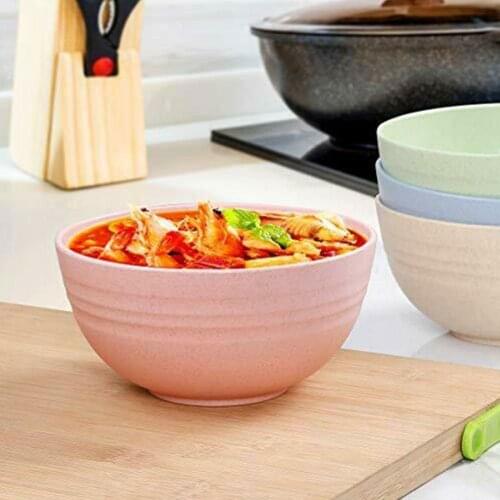 1PC Wheat Straw Food Bowl Breakfast Cereal Bowls Salad Noodle Rice Ramen Soup Meal Container Bowl Tableware For Kids Family