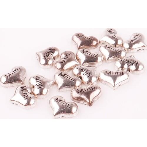 F778 Silver heart Mimi floating charms for living memory glass floating locket charms DIY jewelry 20pcs/lot