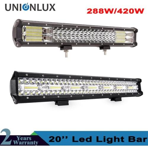 20 inch 288W 420W 3-Rows Led Light Bar Offroad Car Combo Beam Led Bar for Trucks ATV Tractor Jeep Auto Work Light 12V 24V