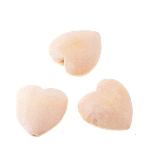 30pcs 22x21mm Heart shaped Nature Wood Spacer Beads For Baby DIY Crafts Spacer Beading Jewelry Making DIY