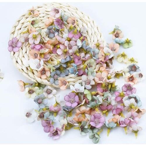 50pcs 2cm multicolor daisy flower head mini silk artificial flower crown scrap wedding home decoration DIY wreath headdress
