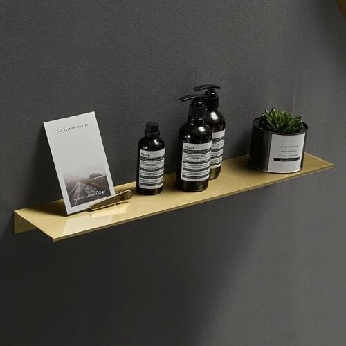 Bathroom Accessories Space Aluminum Gold Bathroom Shelves Kitchen Wall Shelf Shower Storage Rack 30-50cm