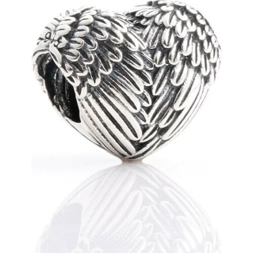 Free Shipping Authentic 925 Sterling Silver Angel Wings Heart Charms Fit Original Bracelet For Women DIY Jewelry S925 Beads