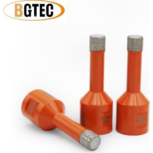 BGTEC 3pcs M14 10mm Vacuum Brazed diamond drilling drill core bits dry drilling hole saw for porcelain tile, granite, marble