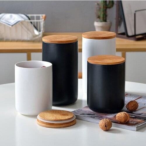 Household Ceramic Airtight Jar Nordic Style Coffee Cube Sugar Tea Seasoning Miscellaneous Grains Creative Storage Jar With Lid