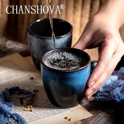 CHANSHOVA 145ml Chinese retro Handmade Kiln change texture High temperature firing Ceramic teacup coffee cup Porcelain H002