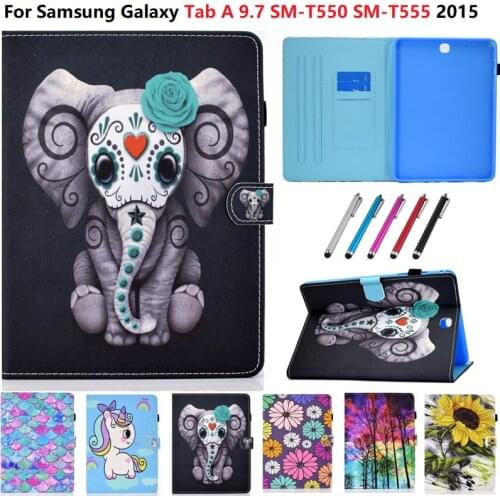 Case For Samsung Galaxy Tab A 9.7 T550 T555 SM-T550 9.7" Cover Tablet Caqa PU Leather TPU Magnetic Stand Shell For SM- T 550
