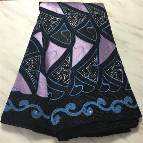 Black Swiss Lace Fabric 2020 Latest Heavy Beaded Embroidery African Cotton fabrics Swiss Voile Lace Popular Dubai Style 5yards