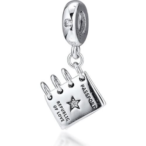 CKK Silver 925 Jewelry Passport Republic of Love Charm Fits Original Bracelets Sterling Silver Beads