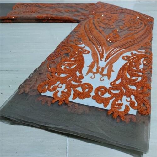 French Net Lace Fabric With Sequins green Fabric 2021 orange/ gray High Quality Lace African Voile Lace For Wedding green