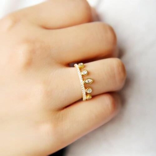 Hot size 6 7 gold filled AAA sparking bling cubic zirconia pricess crown shape wedding enegagament gift fashion bridal gift ring