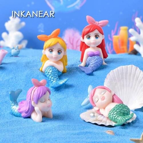 Artificial Mermaid Anime Figure Fairy Decoration Miniatures Gift for Girls Craft Fish Tank Fountain Figurines Beach Princess