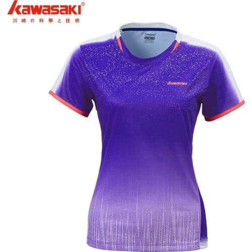 Kawasaki Sportswear T-shirt For Female Table Tennis O-Neck Breathable Purple Color Badminton Sport T-shirt ST-Q2305