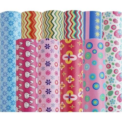 Easter Theme Leather Material DIY Homemade Earrings Jewelry PU Material Colorful Ripple Flowers Rabbit Pattern Material Summer