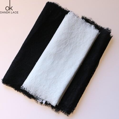 3 meter/ lot Eyelash Lace Fabric DIY Decorative High Quality Soft Off Nylon Eyelash Lace Trim Wedding Dress Fabric