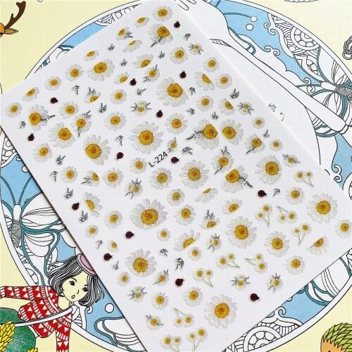L-224 L-274 Daisy Fresh flowers 3D Back glue Nail Art Stickers Decals Sliders Nail ornament decoration