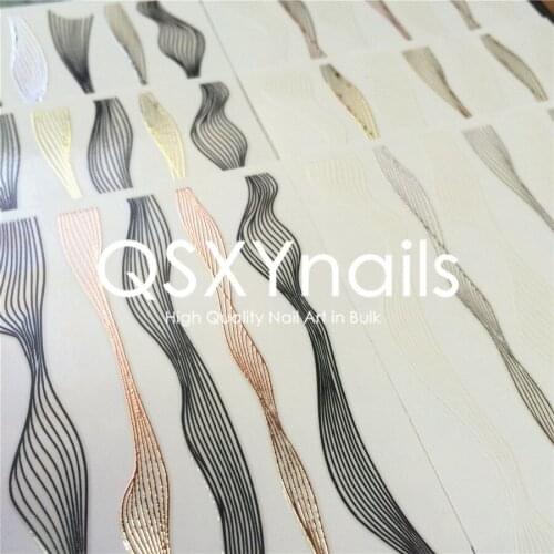 WHOLESALE 100pcs Metal Wavy Stripes Pattern Tape 3D Nail Art Sticker Adhesive Stickers Decals for Nail Art Decoration Manicure