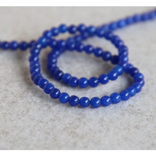 Min Order1) 4mm Fation Natural Dark Blue Chalcedony Beads Stone Beads 15inch DIY Loose Beads Jewelry Making Design Wholesale