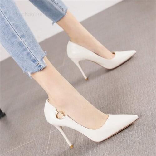 Fashion pointed sexy stiletto heels spring new 2019 new female wild white shallow mouth single shoes summer