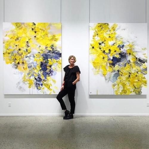 Yellow Flowers painting Set Large Original Hand-painted Abstract Oil Painting On Canvas Morden Wall Art Decor Living room Office