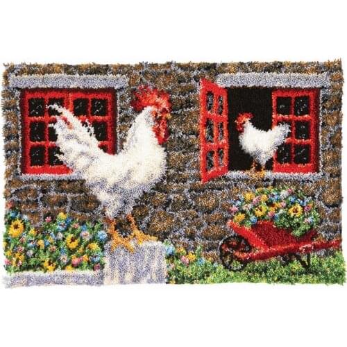 DIY Craft Latch Hook Rug Kits Pattern Printed Canvas DIY Carpet Crochet Yarn Kits Home Decoration for Adults and Kids