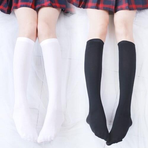 1Pair Japanese Simple Tube Socks Long Socks Thin Velvet Knee Socks Female Socks Breathable Calf Socks Solid Color Comfortable