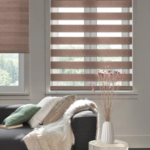 New Arrival Silk Linen Double-Layer Zebra Blinds with Aluminum Alloy Cover For Office Bathroom Living Room Customize Size