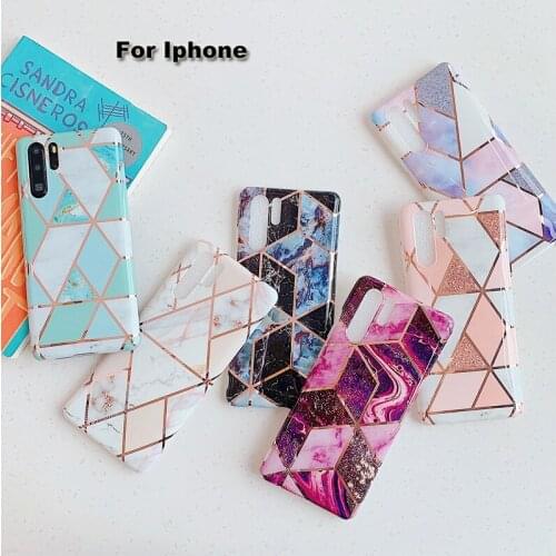 New Fashion Luxury Soft Glossy Marble Plating splice Case For Iphone 11 Pro Max XS MAX XR XS 7 8 PLUS 6 6S PLUS case Back Cover