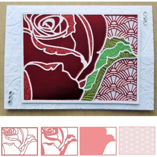 Charming Rose Pattern Die Cuts For Card Making Rose+Pattern+Frame Metal Cutting Dies Stencils 2020 Embossing Crafts Cards