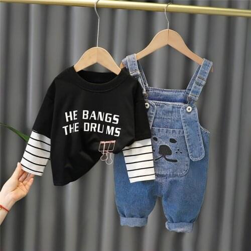 2021 Autumn Baby Girls Boys Clothing Sets Infant Cotton T Shirt Cartoon Jeans Kids Casual Sportswear Children Clothes Outfit