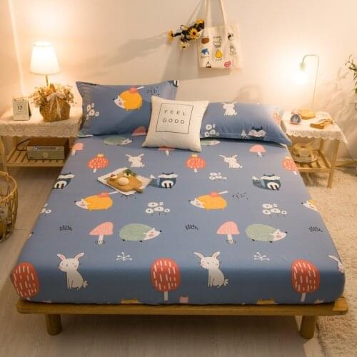New Cute Forest Small Animals Fitted Sheet Kids Cotton Mattress Cover with Elastic Band Bed Sheet 120x200cm 150x200cm 180x200cm