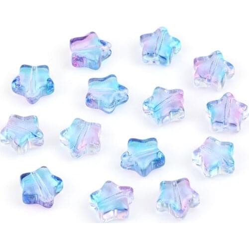 Transparent Lampwork Glass Beads DIY Bracelet Necklace Gift Five-pointed Star Rainbow Color Beads For Jewelry Making Findings