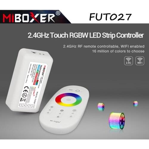 Miboxer FUT027 2.4GHz Touch RGBW LED Strip Controller DC12-24A 18A RF Remote Control for LED Strip/Bulb/Downlight Wireless