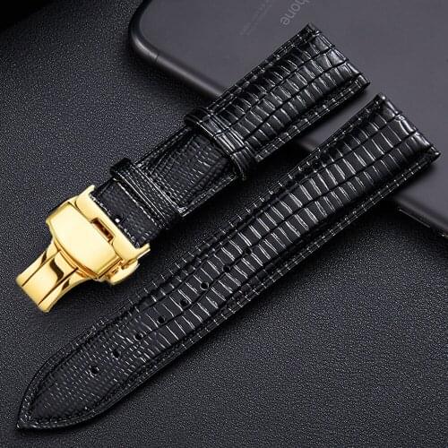 14mm 16mm 18mm 20mm 22mm 24mm Universal Butterfly Buckle Lizard Texture Leather Watch Band Leather Watch Strap Watch Bracelet