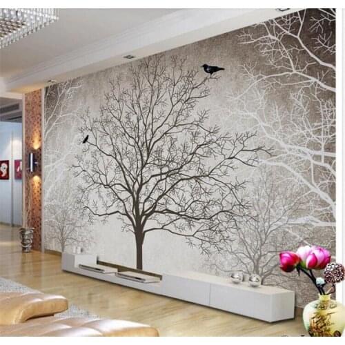 Retro Abstract Tree Branches Bird Large Murals Custom 3D Photo Wallpaper Living Room Sofa TV Background