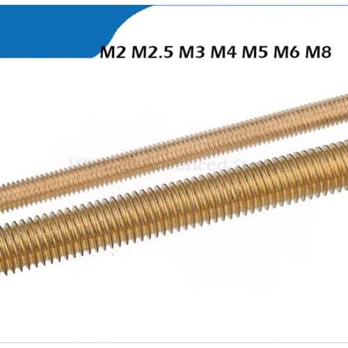 Thread Rod M2x250 M2.5*250 M3x250 M4*250 M5x250 M6x250 M8x250 length 250mm Long Brass Metric Bolt Full Thread Shaft Rod Bar Stud