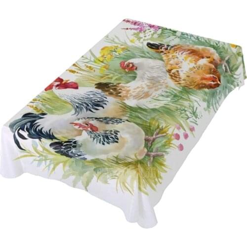Romantic Rooster On A Lawn Rectangular Tablecloth With Modern Creative Decor