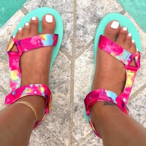 Bowknot Beach Shoes Woman Cute Tie Design Hook Loop Casual Women Flat Sandals Gingham Open Toe Shoes Velcro Sandalia Plataforma