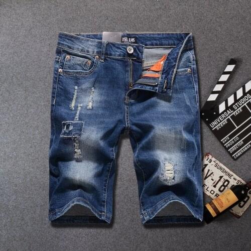 Summer Mens Short Ripped Jeans Fashion Casual High Quality Retro Denim Shorts Breathable Denim Shorts for Men