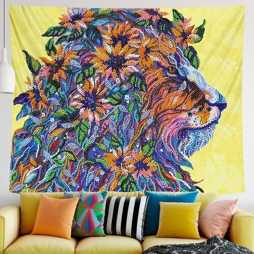 Elephant lion animal home decoration tapestry Bohemian decoration psychedelic scene Hippie bedroom sheet yoga mat sofa blanket
