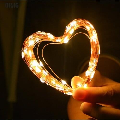 LED Copper Wire Lamp String Battery Power Starry 1M 2M 3M Small Fariy Lights Garland Warm White Christmas Wedding Decoration