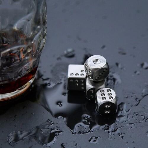 Titanium Alloy Dice Solid TC4 Six Sides Lucky Guess Punch Iced Drink Cool Down EDC Toy KTV Nightclub Supplies Hanging Equipment