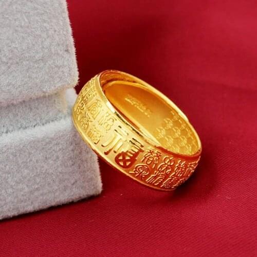 Domineering Ring Yellow Gold Filled Men 's Fortune To The East Wide Cuff Ring