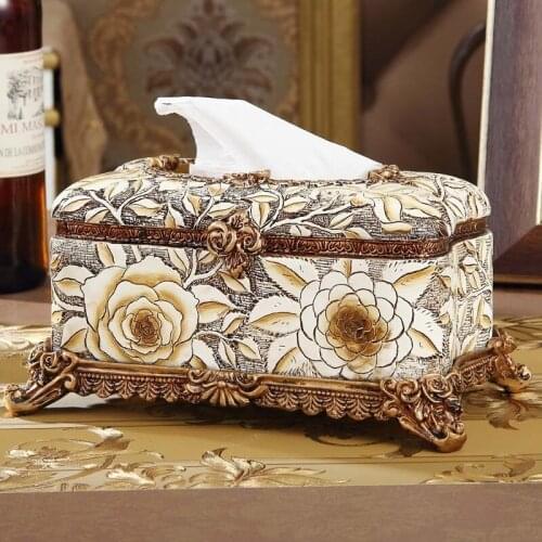 High grade resin carving European tissue box carton palace retro luxury decoration