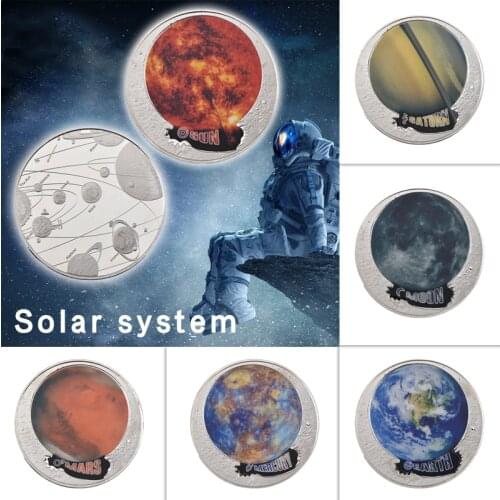WR 10pcs Solar System Silver Coins Collectibles with Coin Holder Galaxy Original Bullion Coin Medal Gifts Souvenirs Dropshipping