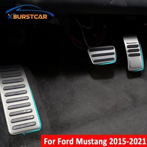 Xburstcar Auto Gas Brake Footrest Pedal Cover for Ford Mustang 2015 2016 2017 2018 2019 2020 2021 Car Pedals Pad Accessories