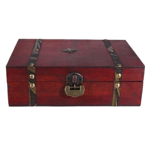 Retro Treasure Box Mini Metal Lock Jewelry Ring Storage Box With Wooden Storage Box Antique Style Foldable Wooden Box