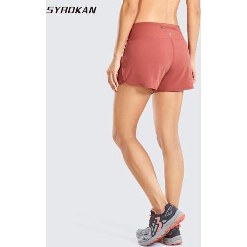 SYROKAN Womens Quick-Dry Workout Running Athletic Sports Shorts with Zip Pocket - 4 Inches