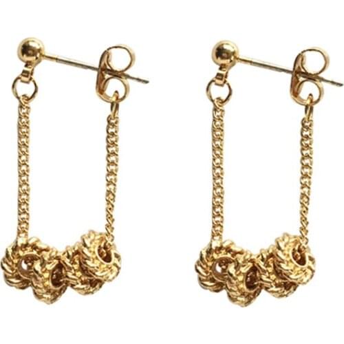 Gold Color Metal Chain Round Drop Earring 2020 New Korean Fashion Simple Minimalist Alloy Dangle Earrings Women Party Jewelry